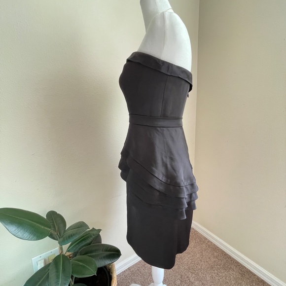 BCBGMaxAzria Aurelia Black Satin Mini Dress 4 - Picture 5 of 14